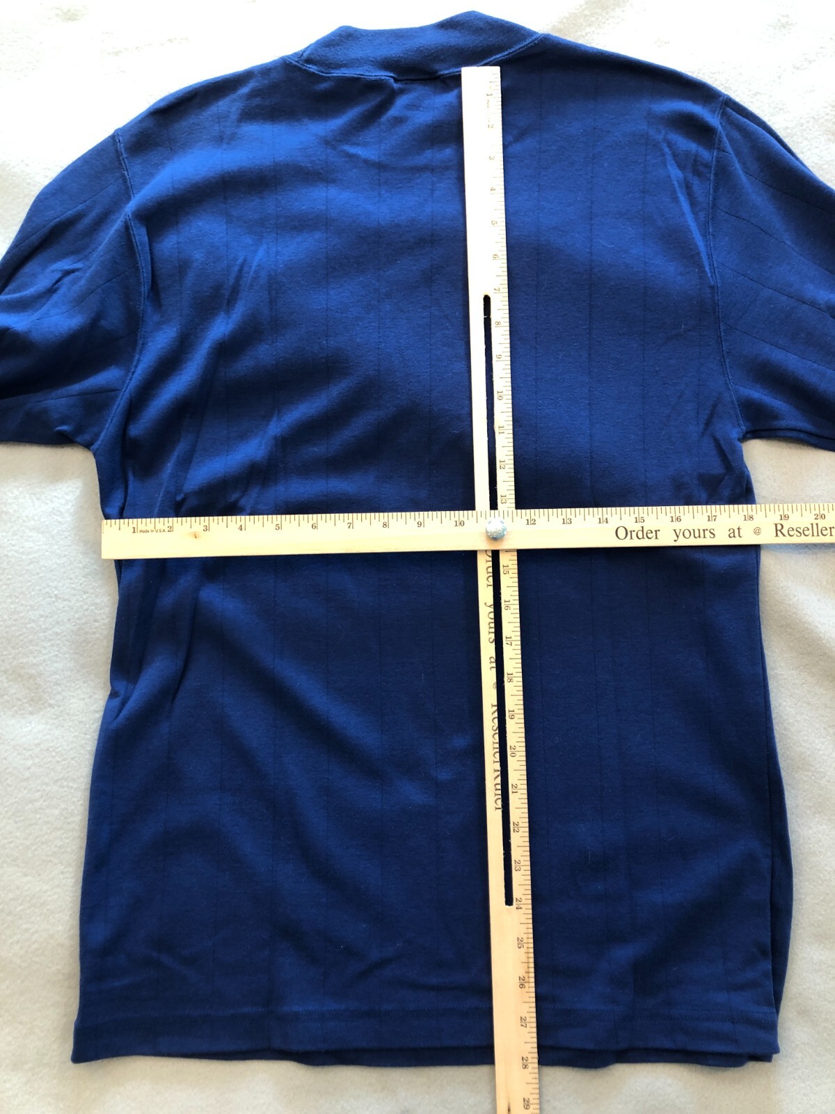 417 Van Heusen Shirt Men's Medium 100% Cotton Royal Blue Long Sleeve Knit Mock gallery