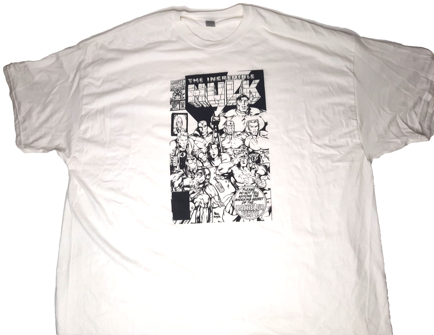 VINTAGE Incredible Hulk #417 Comic Book Cover T-Shirt 5XL NEW White B&W