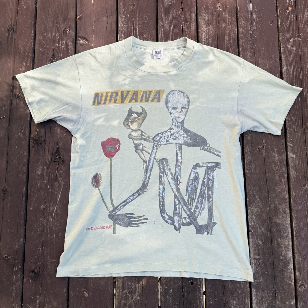 RARE Vintage 90s Nirvana Incesticide Tee KURT COBAIN SLIVER NEVERMIND Sz XL