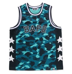 A BATHING APE Men’s COLOR CAMO MESH MULTI LOGO RELAXED FIT TANK TOP 1M30108302