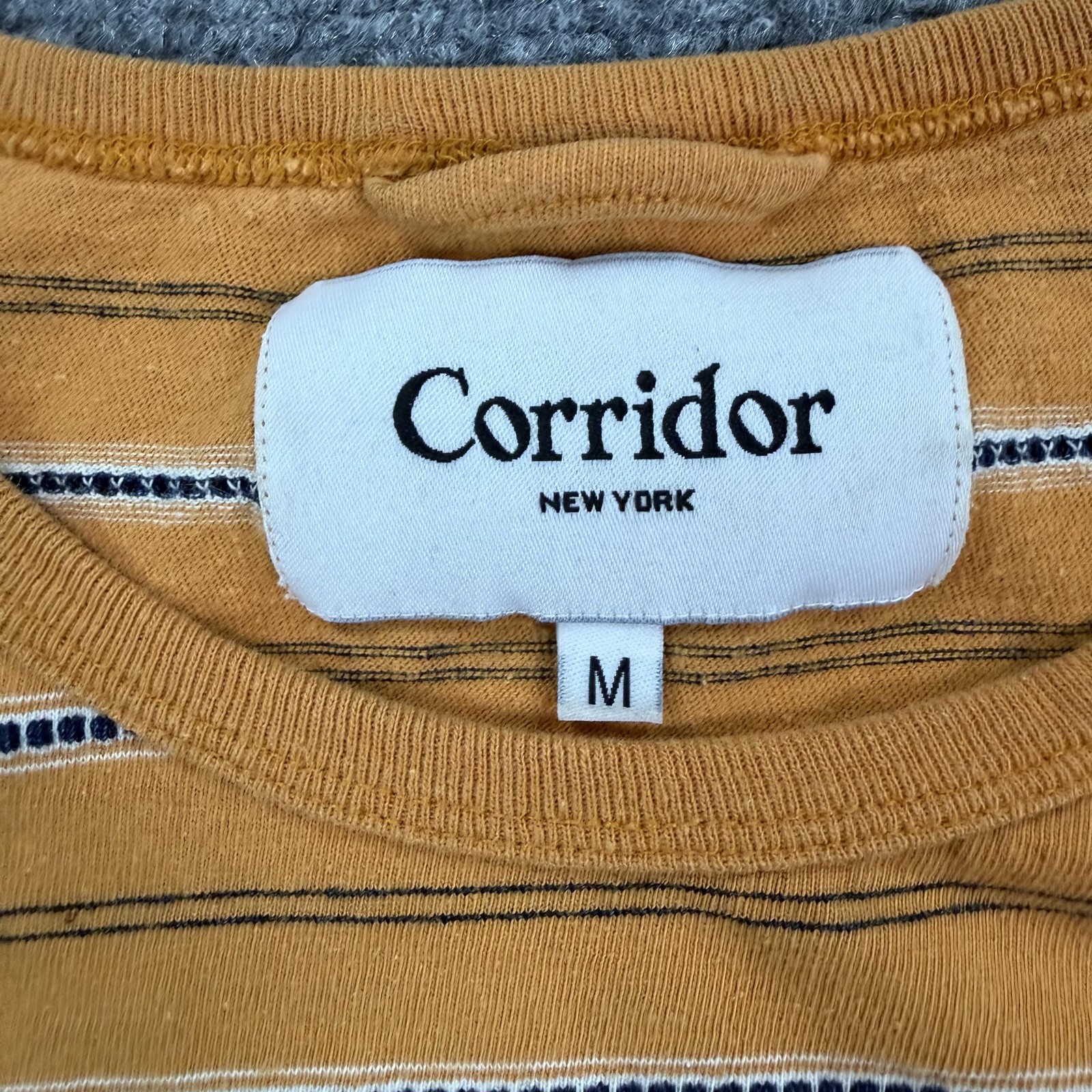 Corridor New York Shirt Mens Medium Yellow NYC Stripe Pocket Tee India Jersey gallery