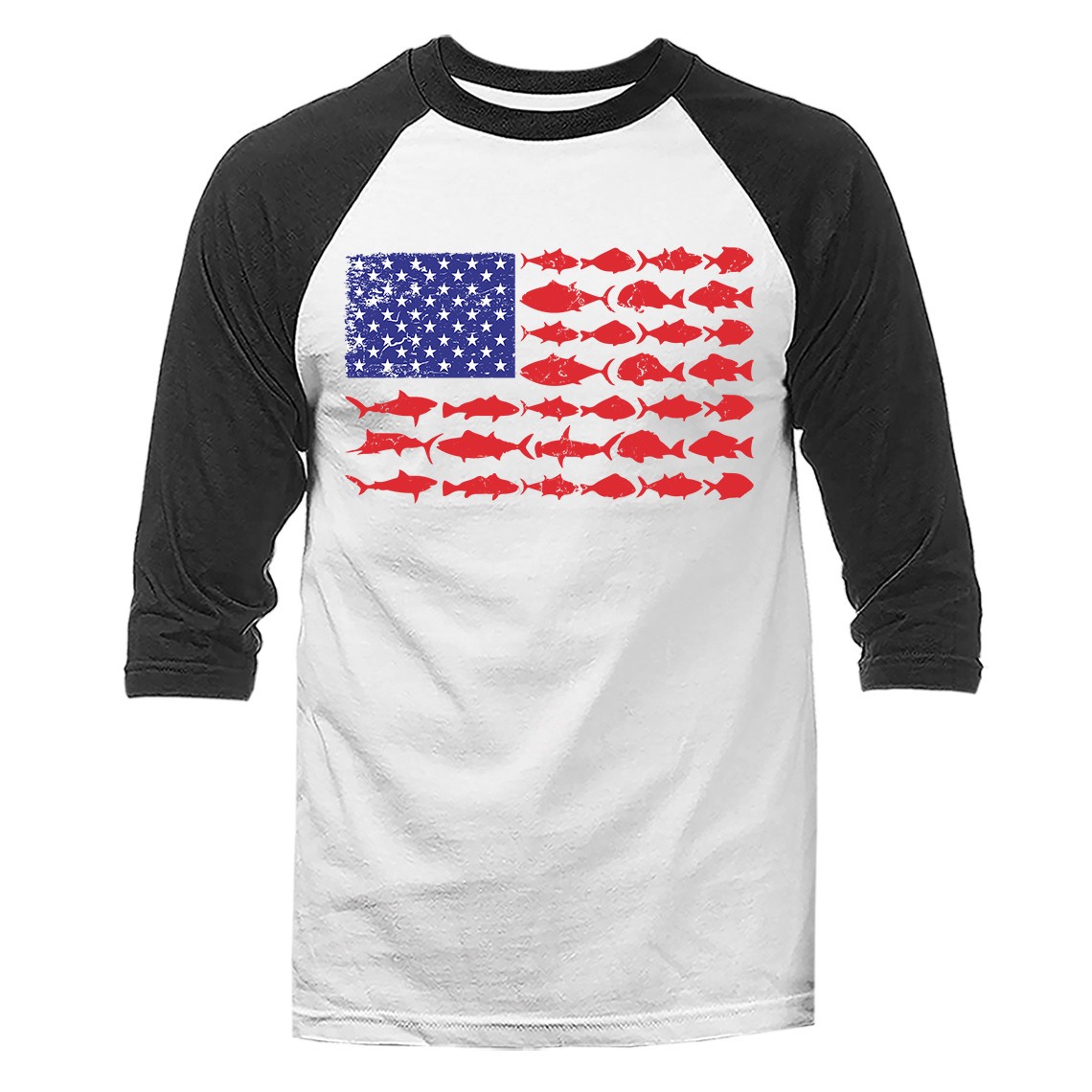 American Flag Fishing Patriotic Fisherman USA Outdoor Raglan gallery