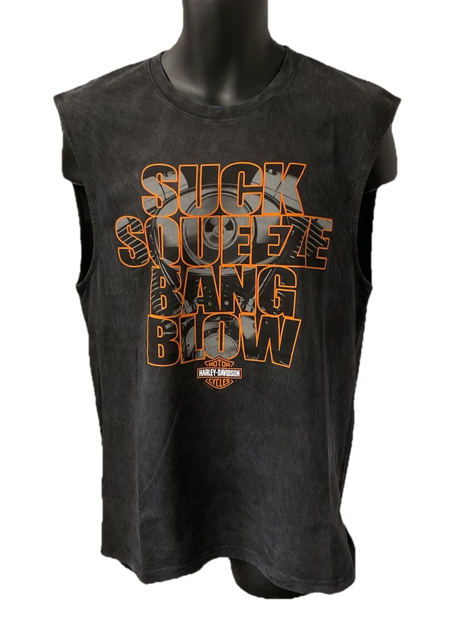Harley Davidson Men’s Combustion Cycle Sleeveless Tank Top Dyed Black 3003032
