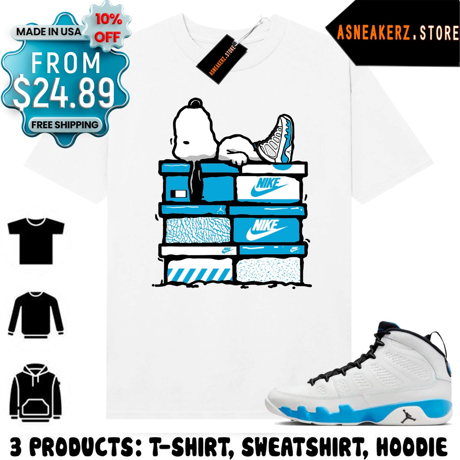 Shirt To Match AJ 9 Powder Blue Sneaker Matching Tee Sneakerhead S Dog gallery