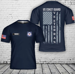 Custom Name US Coast Guard Veteran 3D T-Shirt