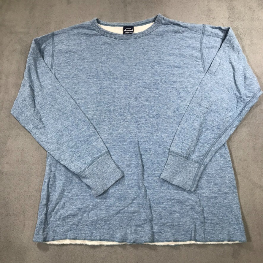 Vintage Duofold Wool Blend Thermal Dual Layer Long Sleeve Shirt Mens XL Blue *