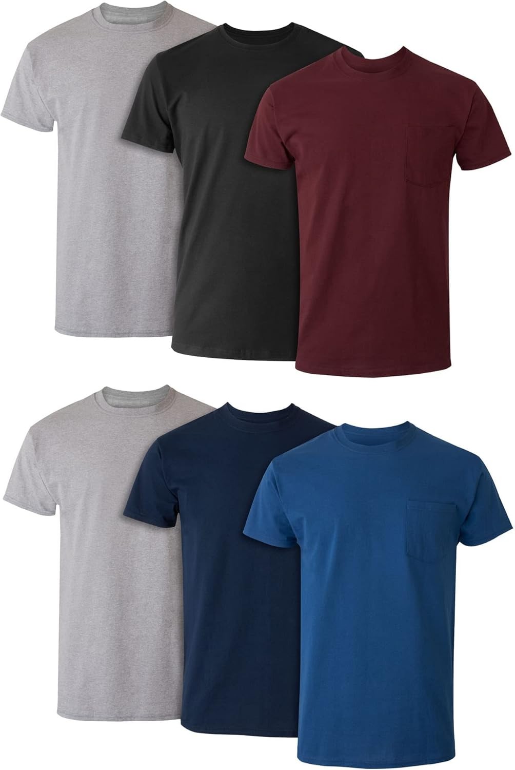 Men's Pocket Undershirt Pack - 100% Cotton Crew Neck T-Shirt, Moisture Wicking gallery