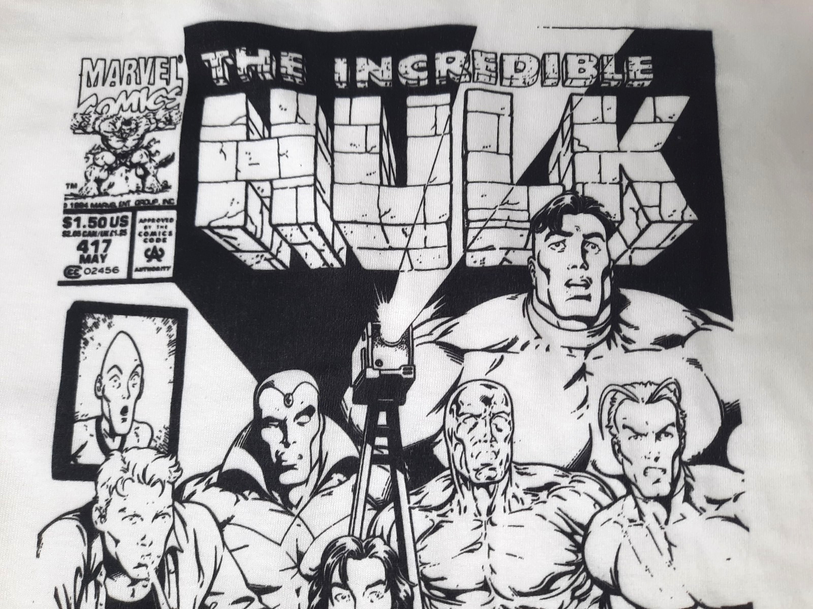 VINTAGE Incredible Hulk #417 Comic Book Cover T-Shirt 5XL NEW White B&W gallery