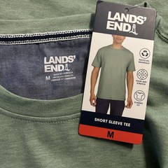 Lands’ End Men’s Short Sleeve Tee, Color Green Size Medium, Classic Fit, Stretch