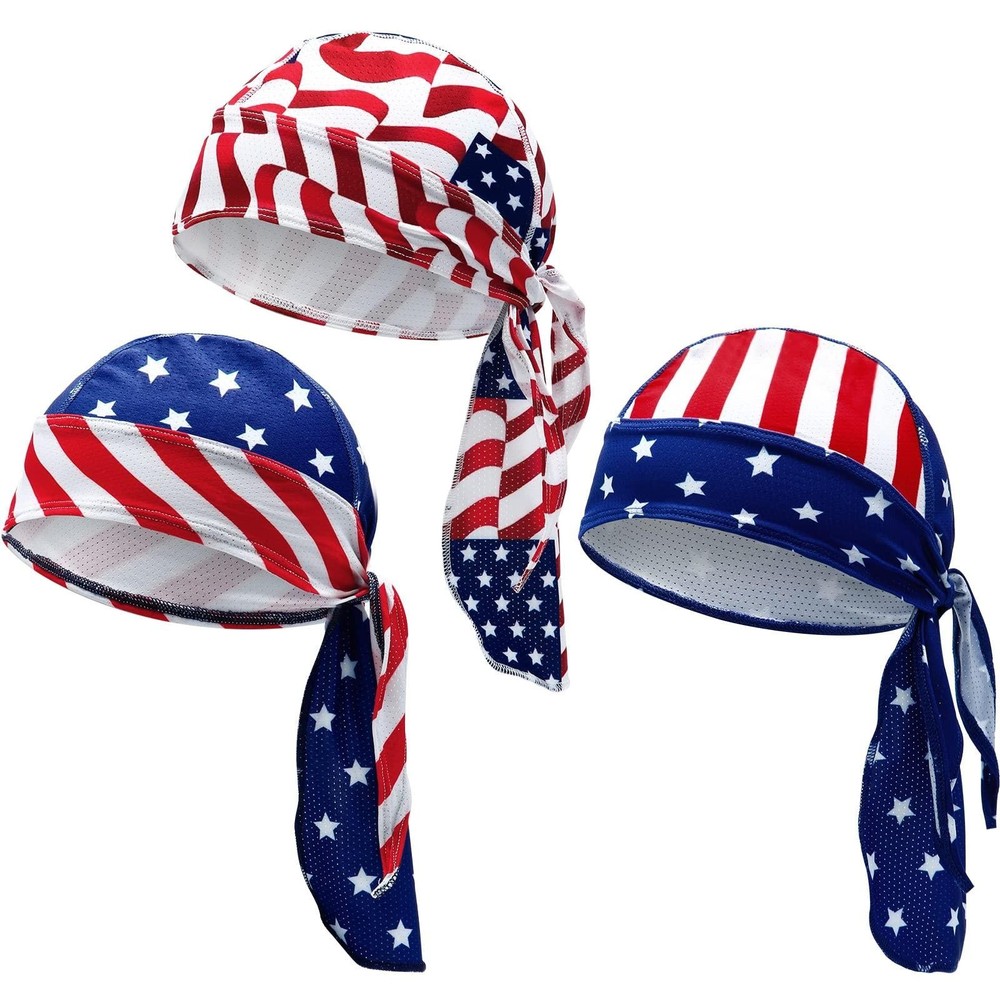 3 Pcs Do Rags Dew Rag Skull Caps for Men Bandana Beanie Hats Pirate Hats Cycling