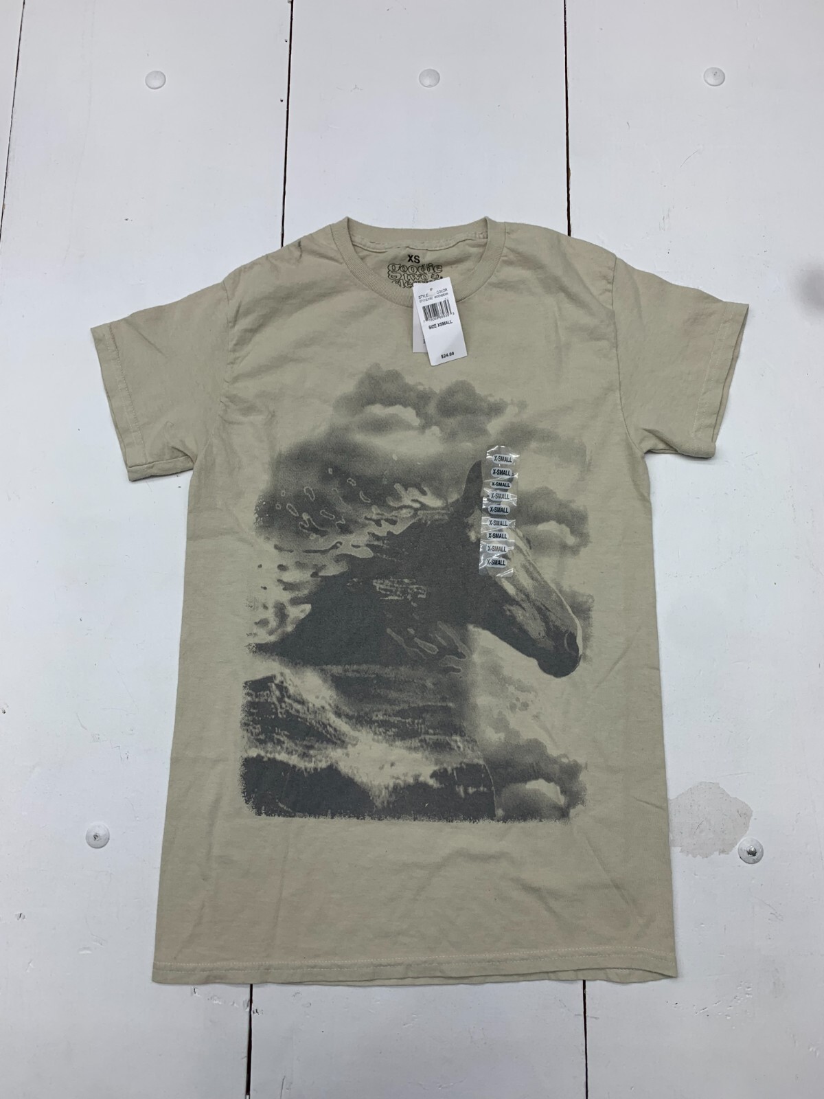 Goodie Two Sleeves Mens Ivory Horse Graphic Short Sleeve Shirt Size XS gallery