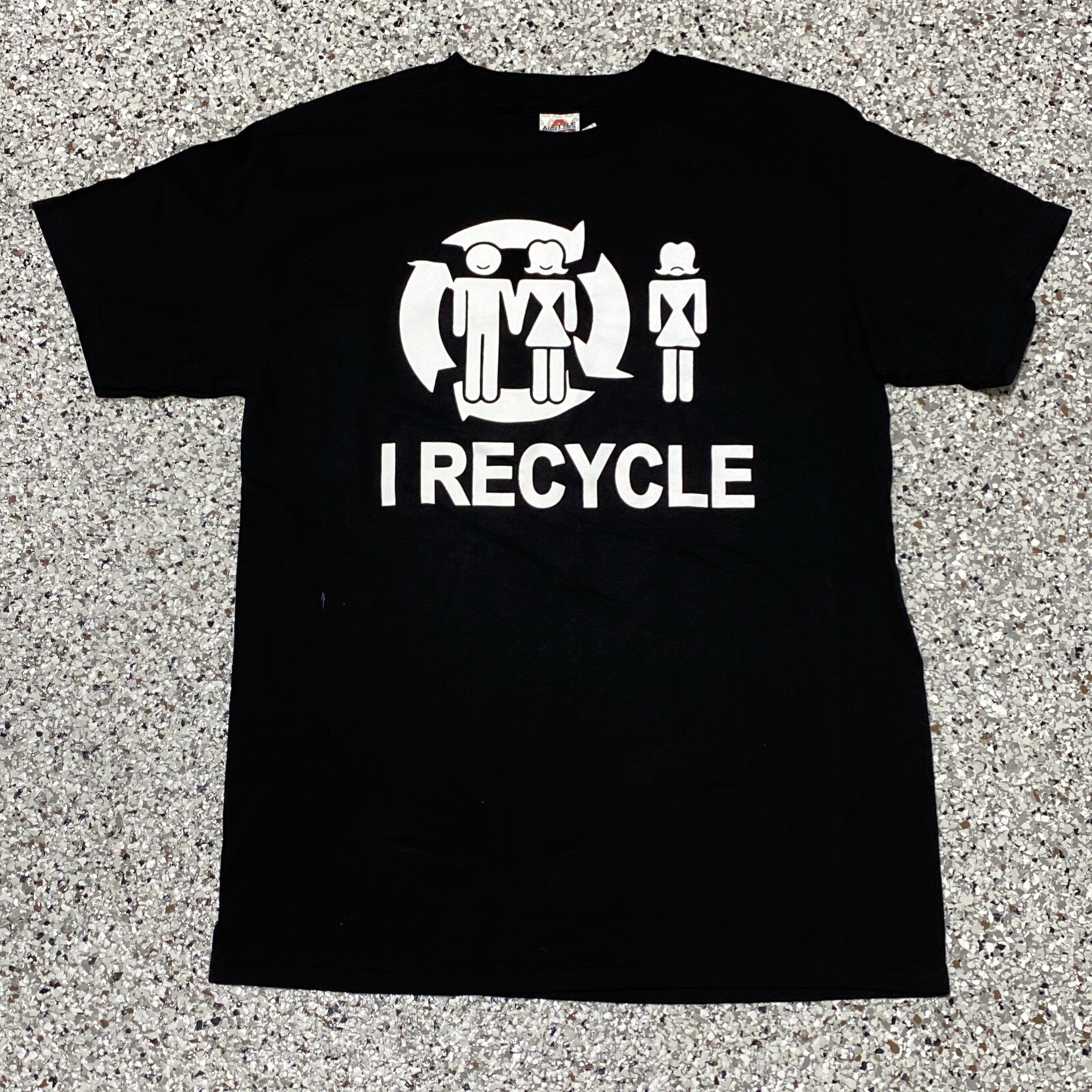 Spencer’s “I recycle” Dating Girls Black Shirt Size Medium Funny Gift NWOT gallery