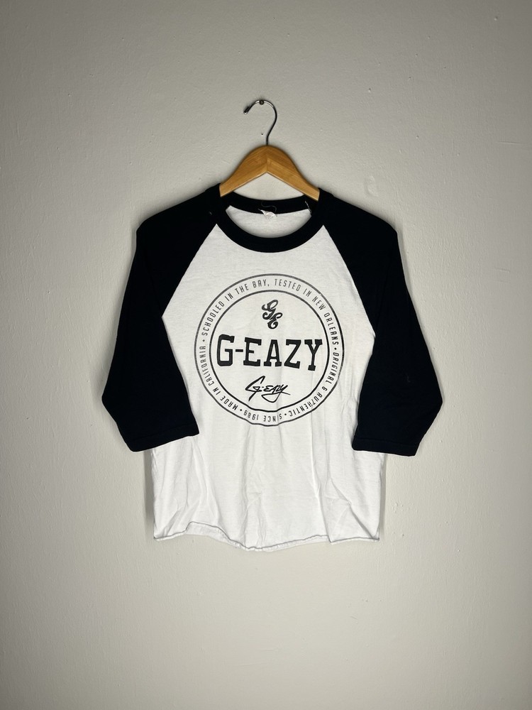 Y2K Concert G-Eazy Tour Raglan Baseball Tee Large – Black/White Two-Tone Graphic