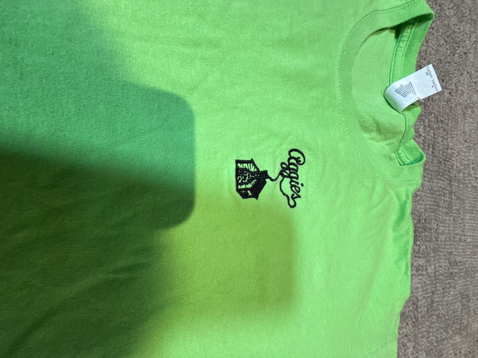 Neon Lime Green Aggies Embroidered Graphic T-Shirt Size L gallery