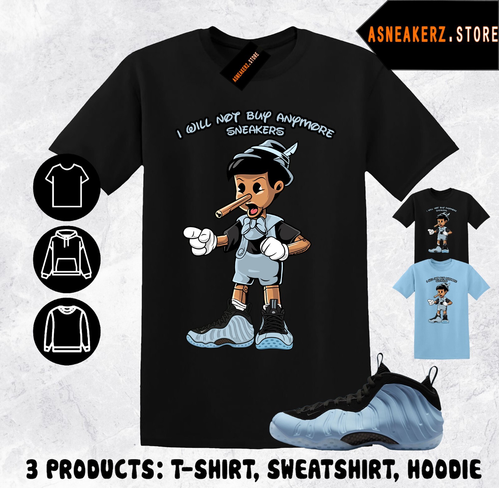 Shirt Matching Foamposite One Psychic Blue Match Sneaker Sneakerhead Pinocchio gallery