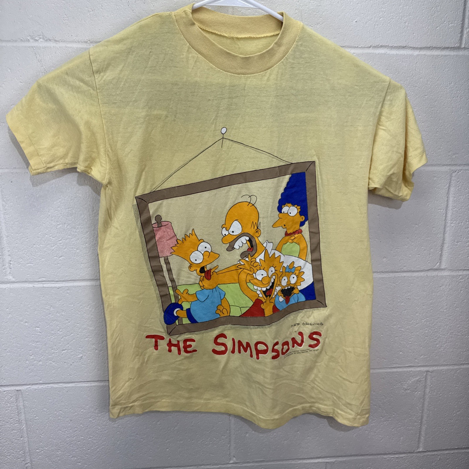 Vintage 90s The Simpsons Family Portrait T-Shirt Size Large Yellow 1990 RARE gallery