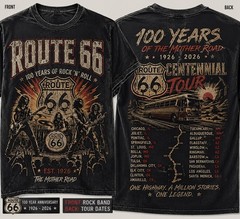 OFFICIAL Route 66 Centennial Tour Graphic T-Shirt Black L Unisex