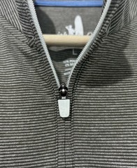 Johnnie O Mens Pullover L Brown Striped 1/4 Zip Mock Neck Lightweight Logo
