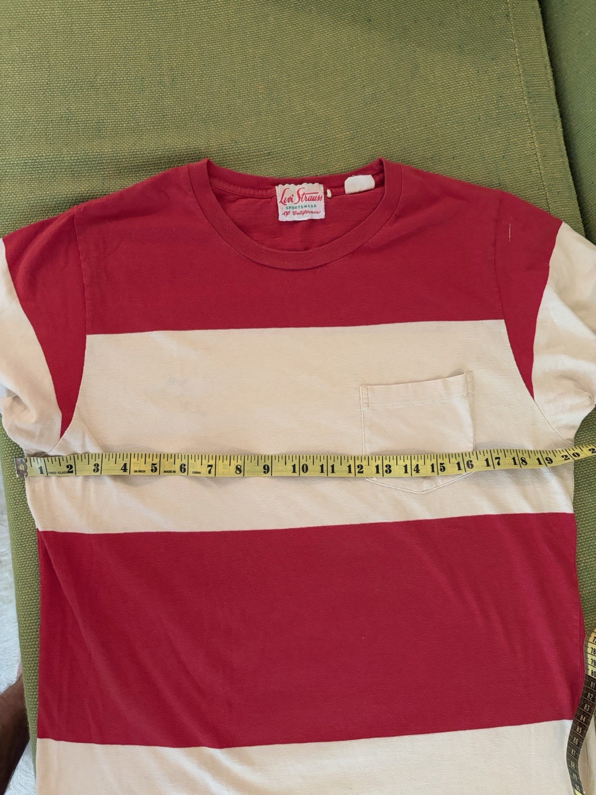 LVC Levi’s Vintage Clothing Sportswear Red/White Striped Pocket Tee M 1950s gallery