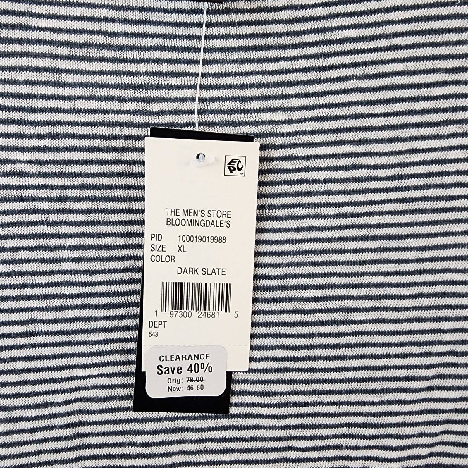 The Men's Store at Bloomingdale's Striped Linen Tee XL Dark Slate Pullover S/S gallery