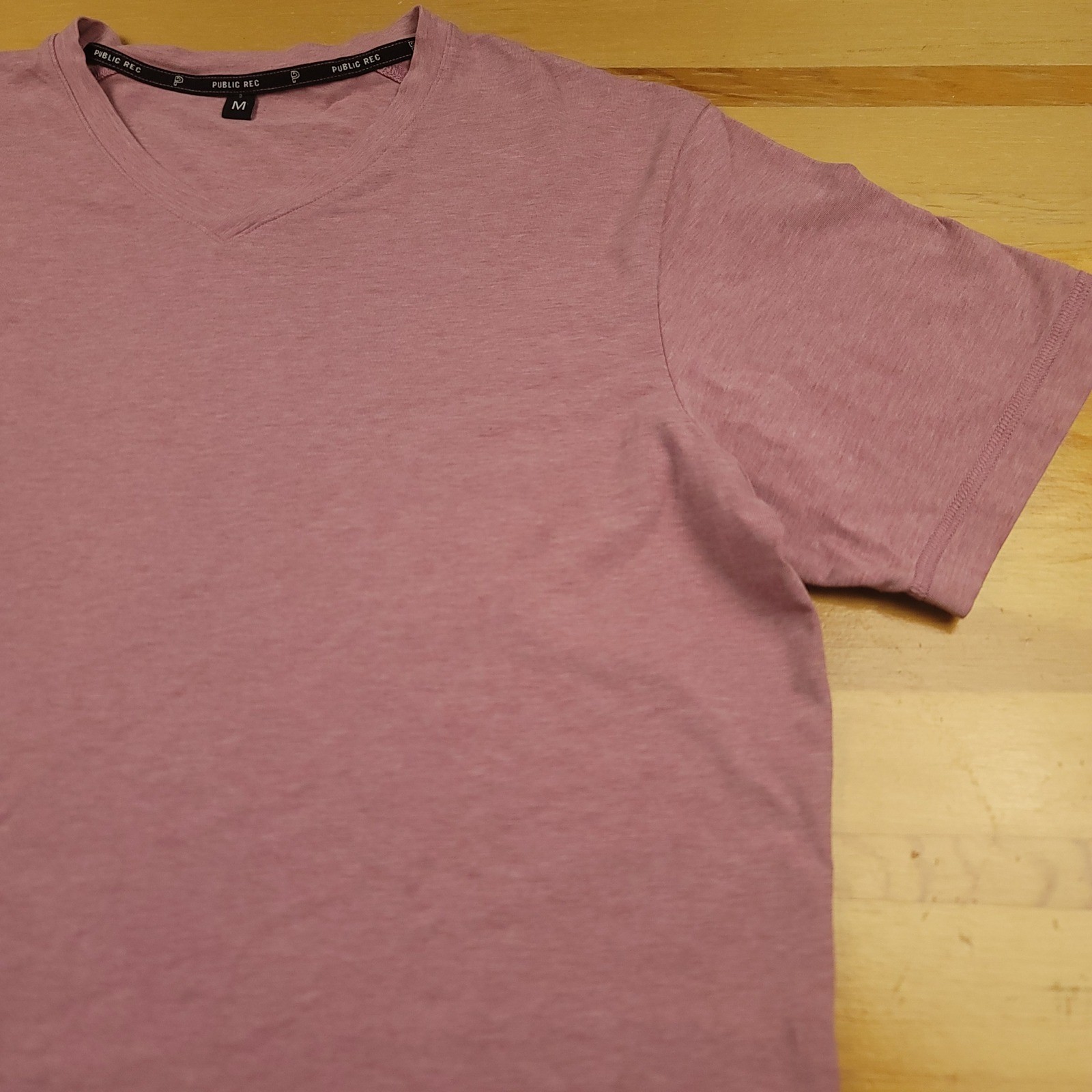 PUBLIC REC Mens V Neck T Shirt Short Sleeve Heathered Mauve Pink Pima Cotton M gallery