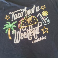 Chubbies Mens Large Navy Blue Taco Weekend Shirt