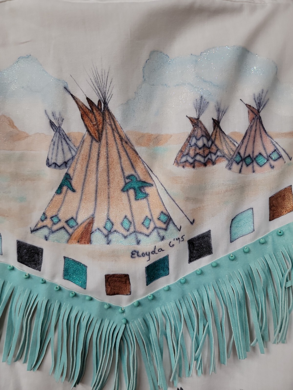 GIORGIO PATRINO Select BROADCLOTH TRIBAL INDIAN RARE GRAPHIC SHIRT XL/4-5 #C gallery