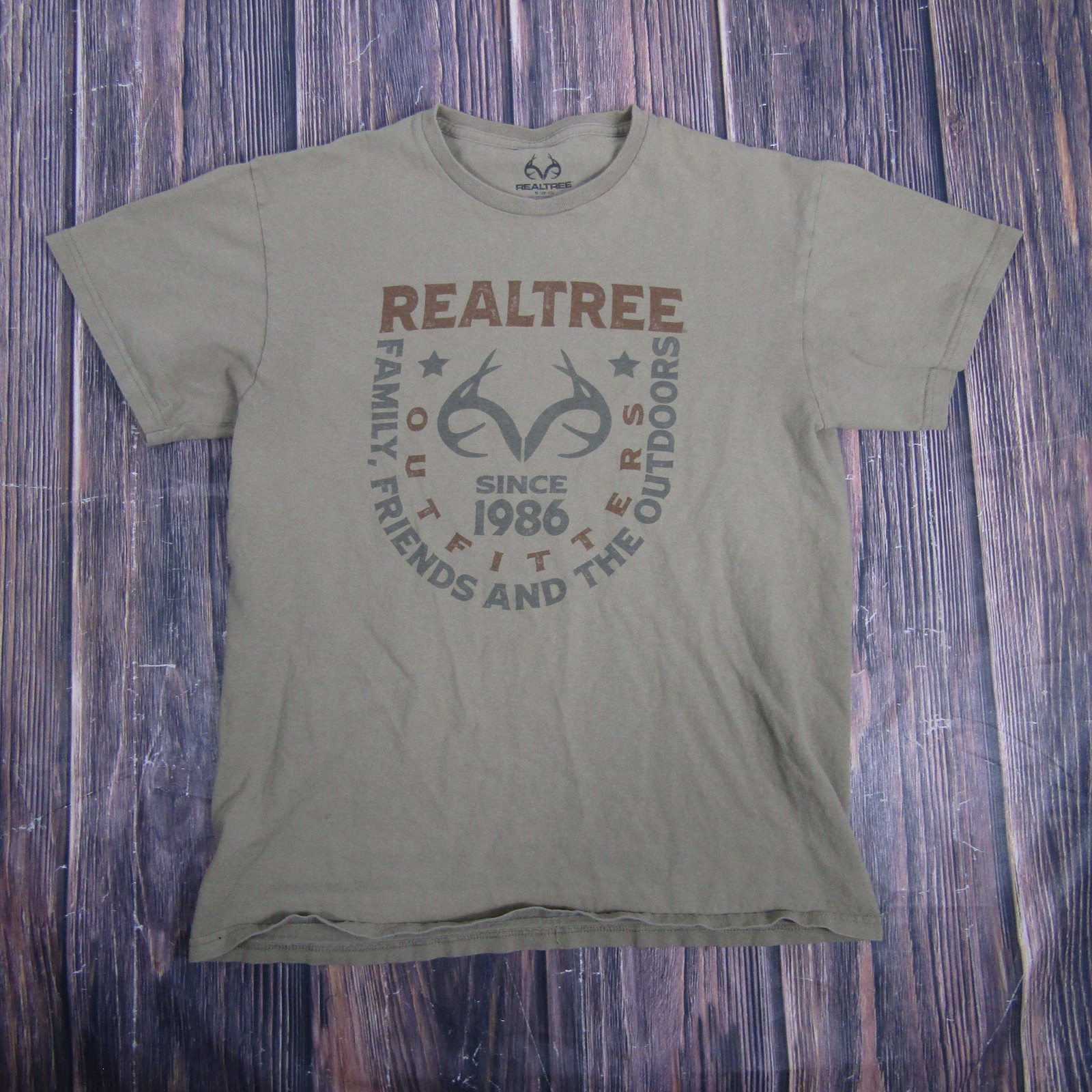 Realtree Shirt Mens Medium Green Graphic Outdoor Hunting Cotton Tee Casual