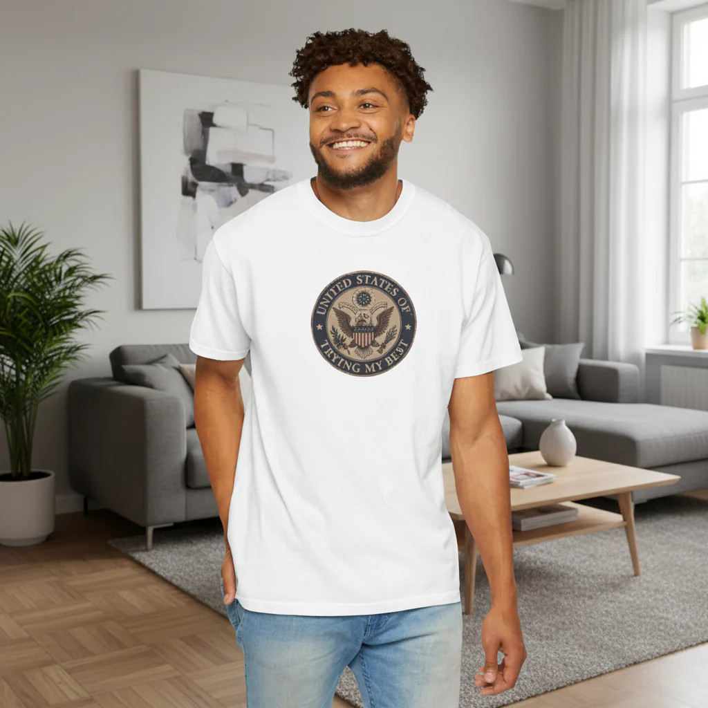 United States of Trying My Best Unisex T-shirt USA Graphic Tee Garment Dyed gallery