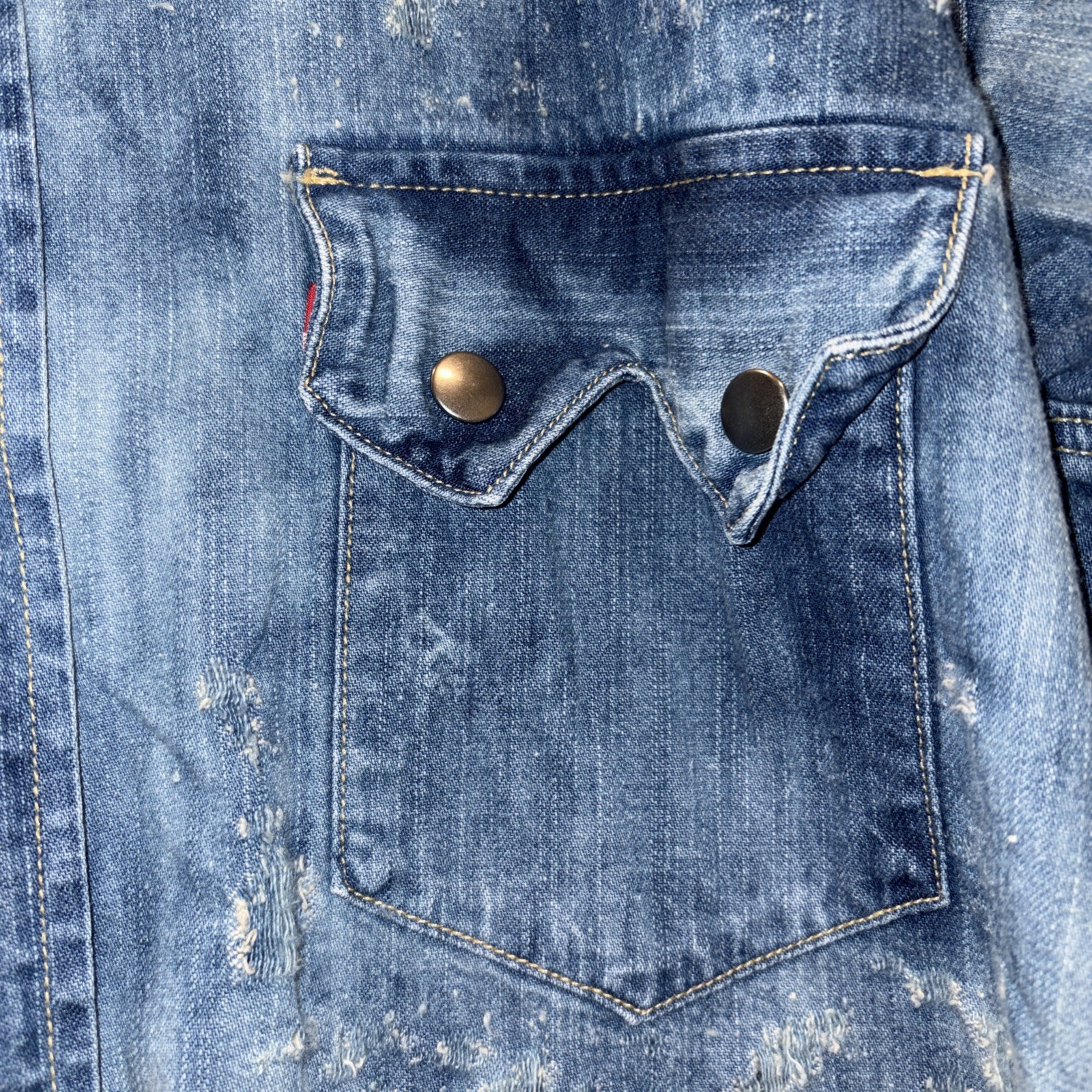 RARE Levi's Vintage Clothing Sawtooth Western Shirt MenSz L LVC Distressed Denim gallery