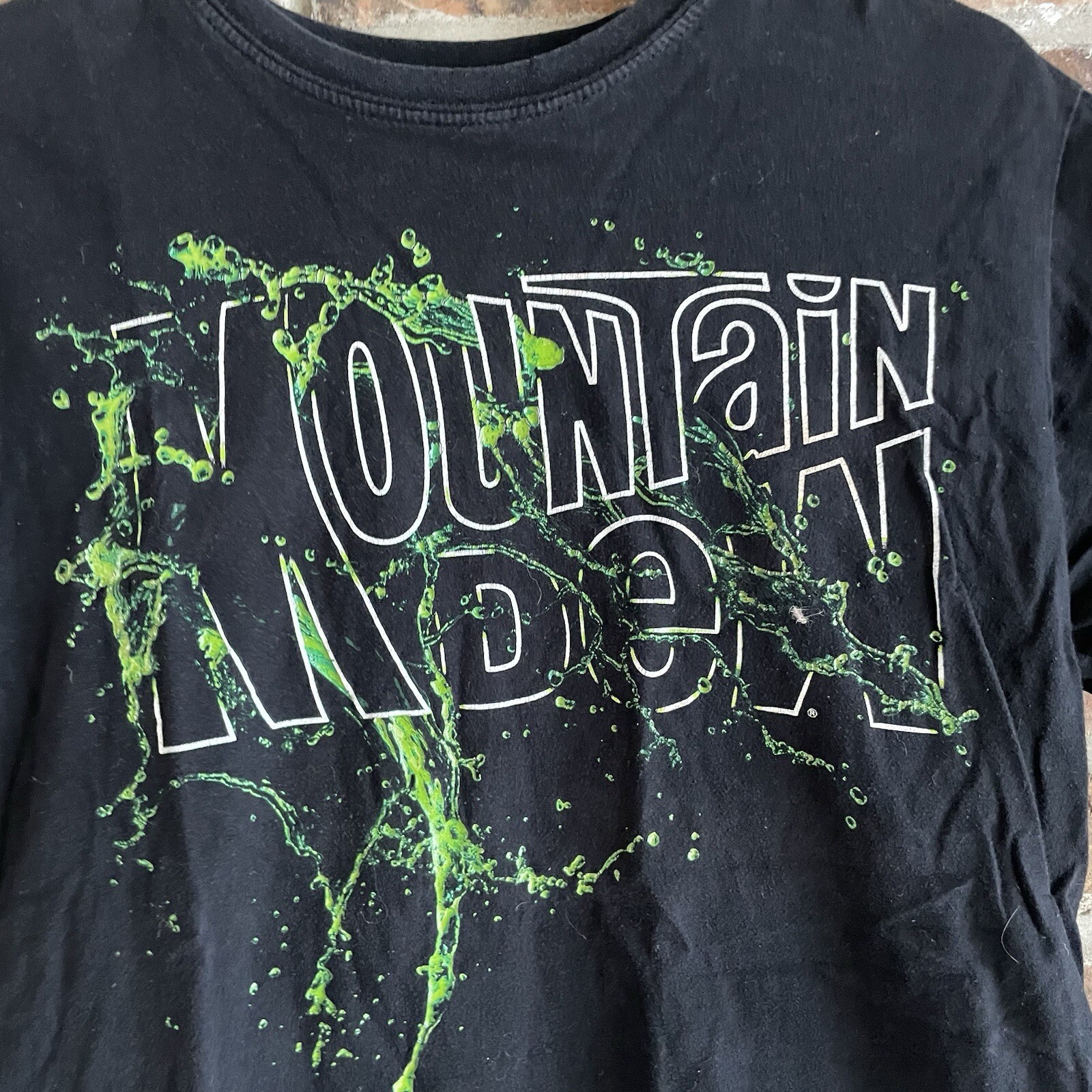 Mountain Dew Shirt Black T Shirt Mens Size Medium * Marked Large See Measurement gallery
