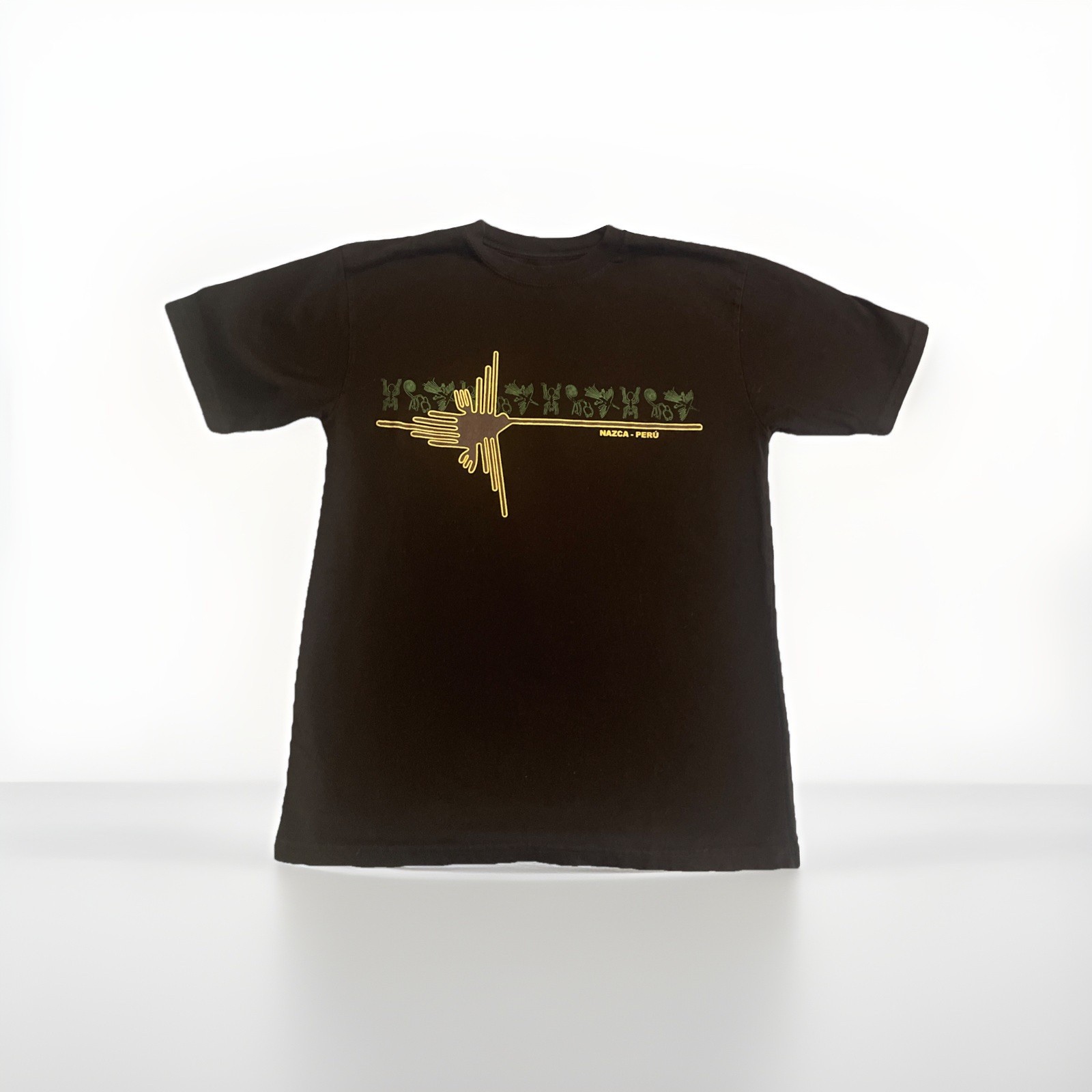Nazca Peru Lines Graphic T-Shirt Black Hummingbird Geoglyph Souvenir Size M gallery