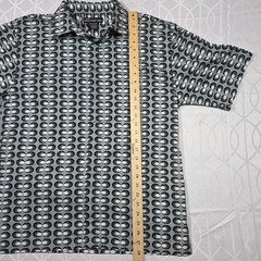 No boundaries Short Sleeve Shirt Button Up Black/white Geometric Pattern Cotton