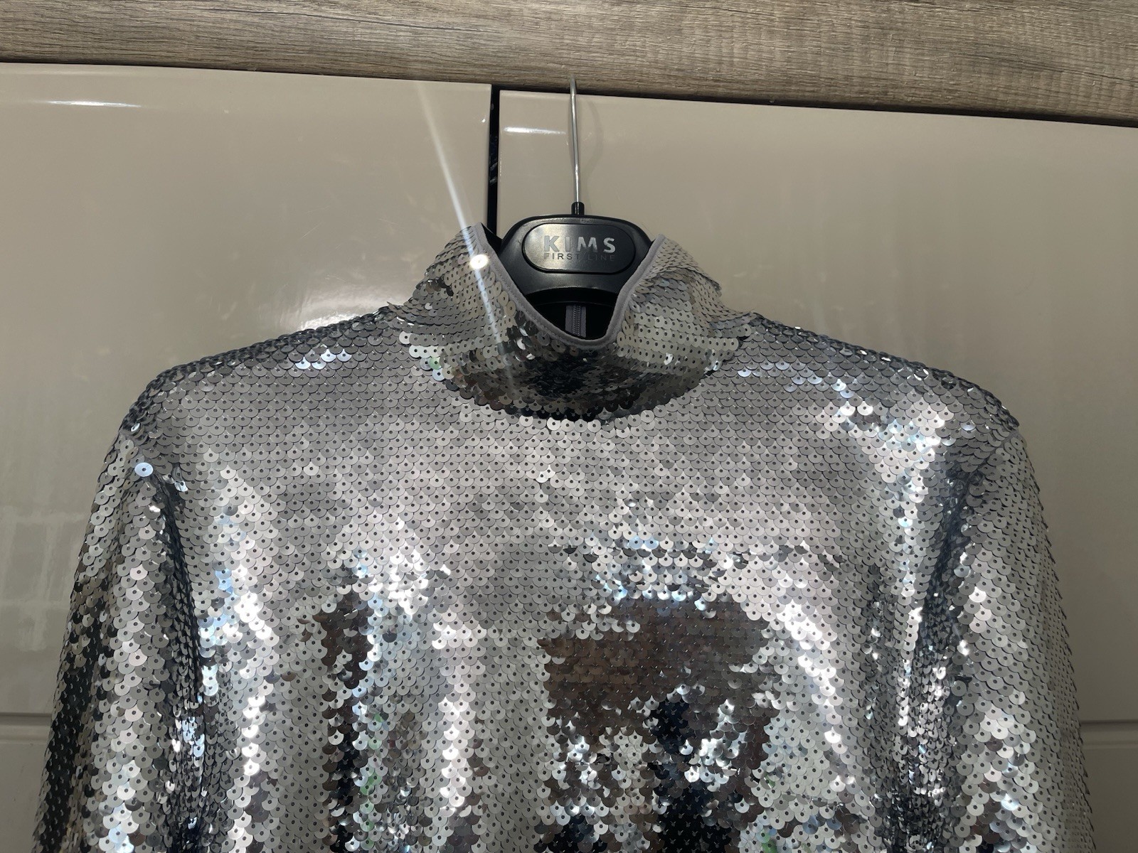 Paco Rabanne X H&M Men’s Silver 1/4 Zip Sequined Top T-Shirt Sweater Sz M gallery