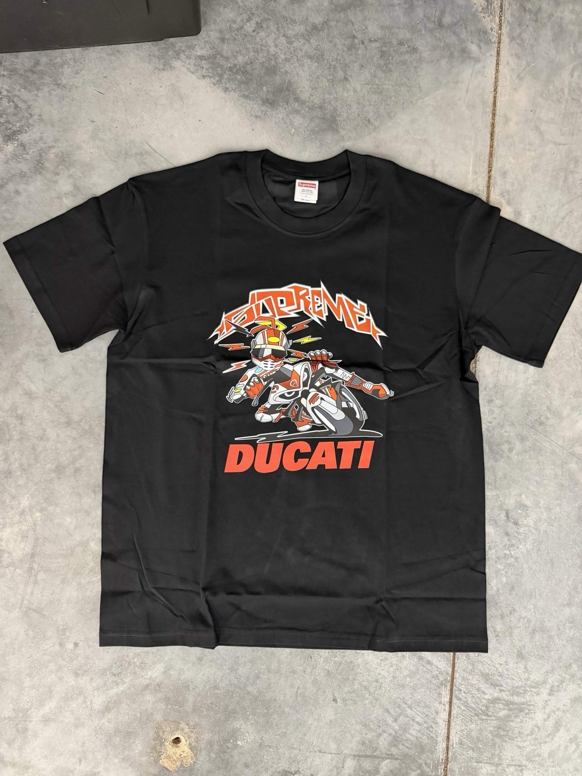 Supreme x Ducati Bike Tee Black Graphic Print Crew Neck Short Sleeve T-Shirt gallery