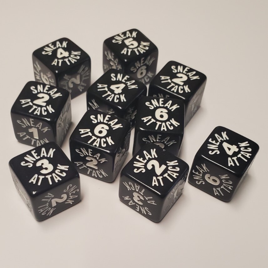 Sneak Attack d6 Dice Compatible with Dungeons and Dragons Rogue (10 Pack) D&D