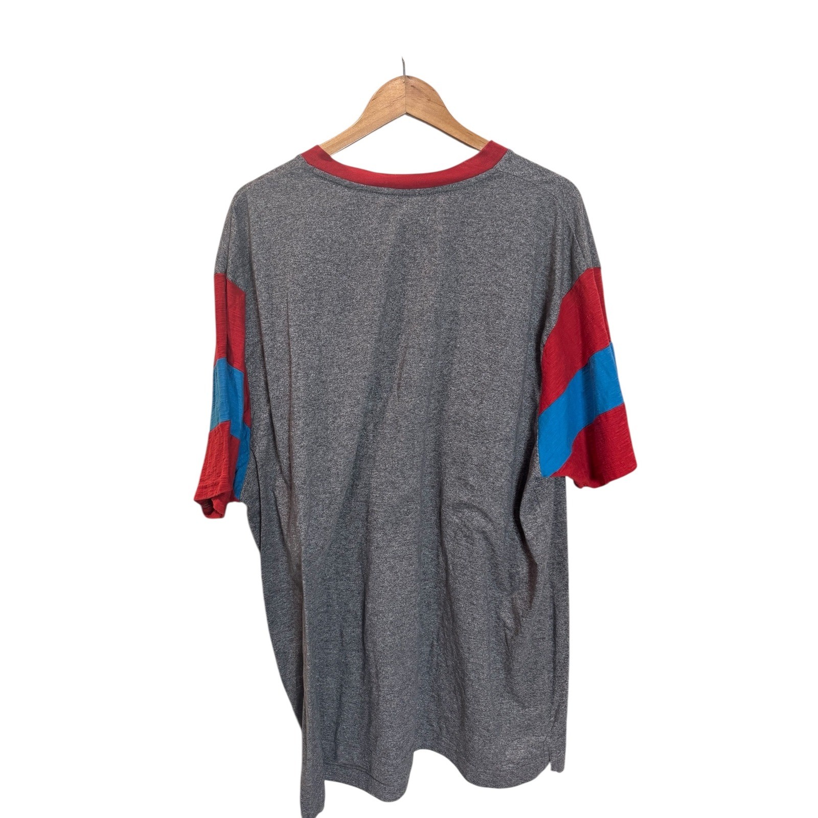 Lions Crest English Laundry V-Neck T-Shirt Mens 3XL Heather Gray Red Blue gallery