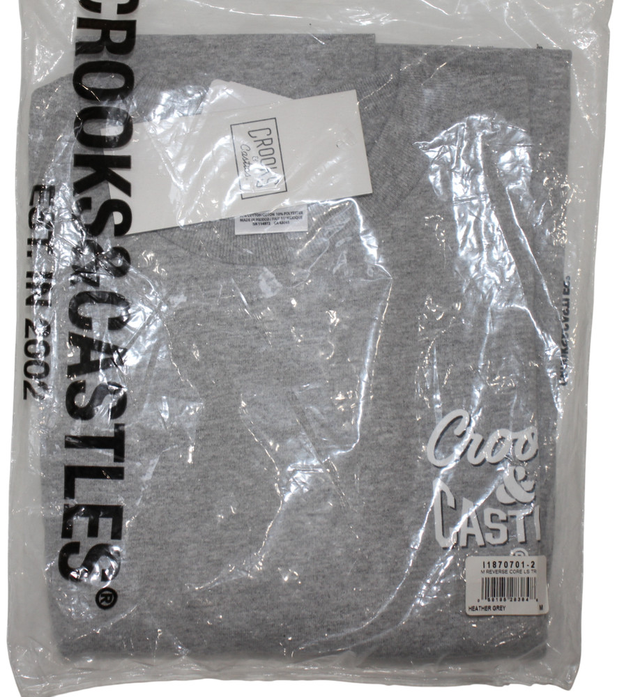 Crooks & Castles Core Logo Heather Gray Longsleeve Tee – Size Medium T-shirt New