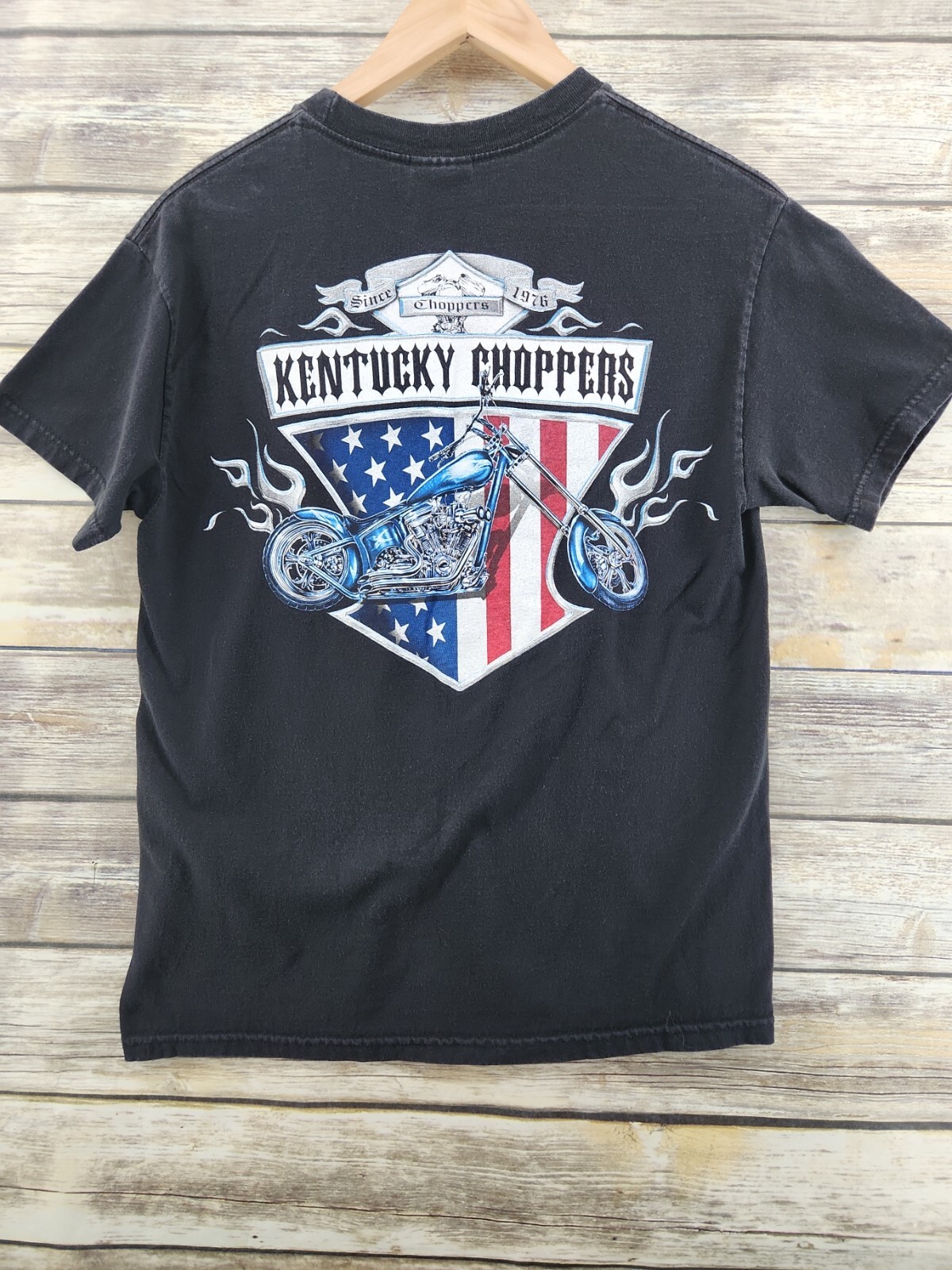 Kentucky Choppers Biker Motorcycle SS Sleeves USA Black Tennessee River Shirt M