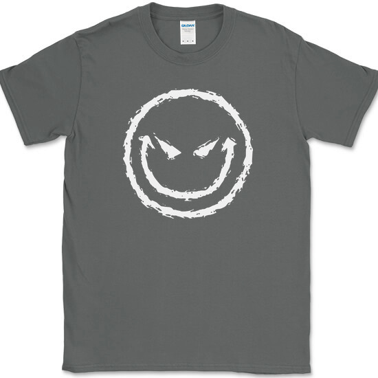Evil Smiley Face T-Shirt Funny Rebel Biker Humor Sarcastic DJ Club Tee gallery