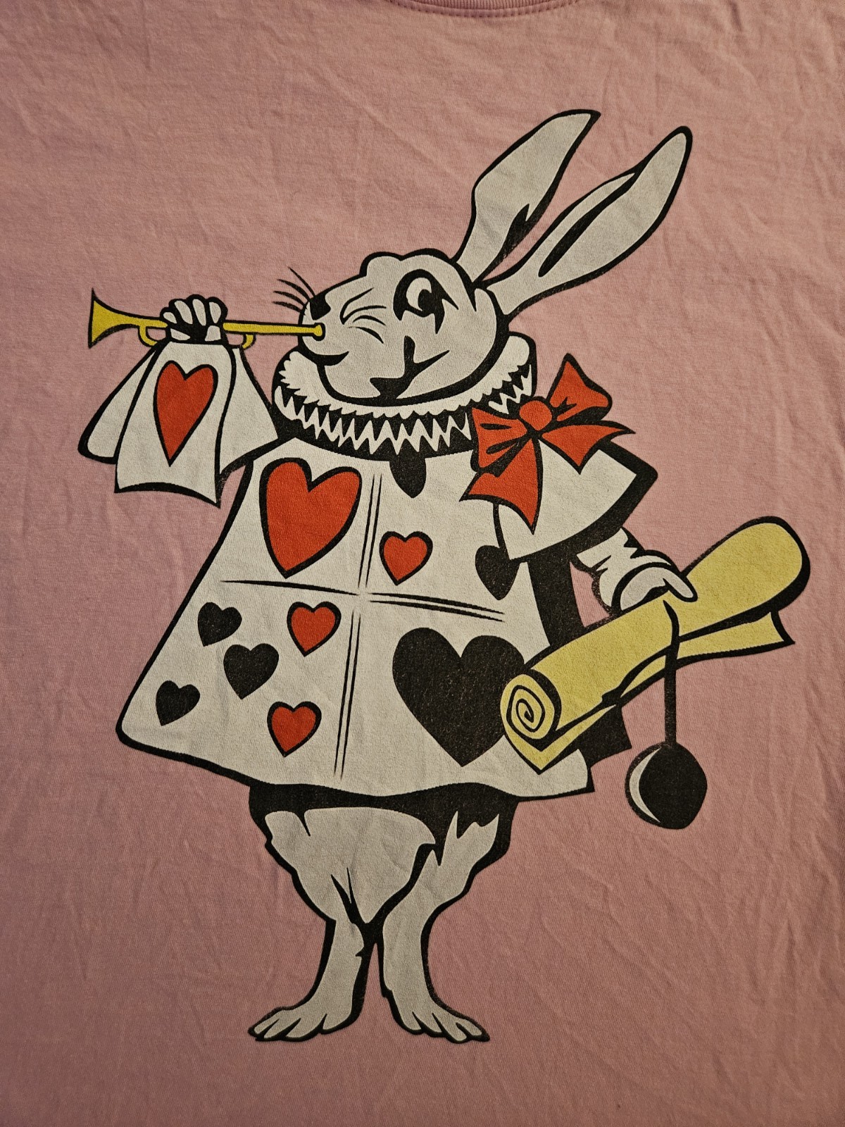 Alice In Wonderland Classic Disney Movie Vintage White Rabbit Pink Shirt XL RARE gallery