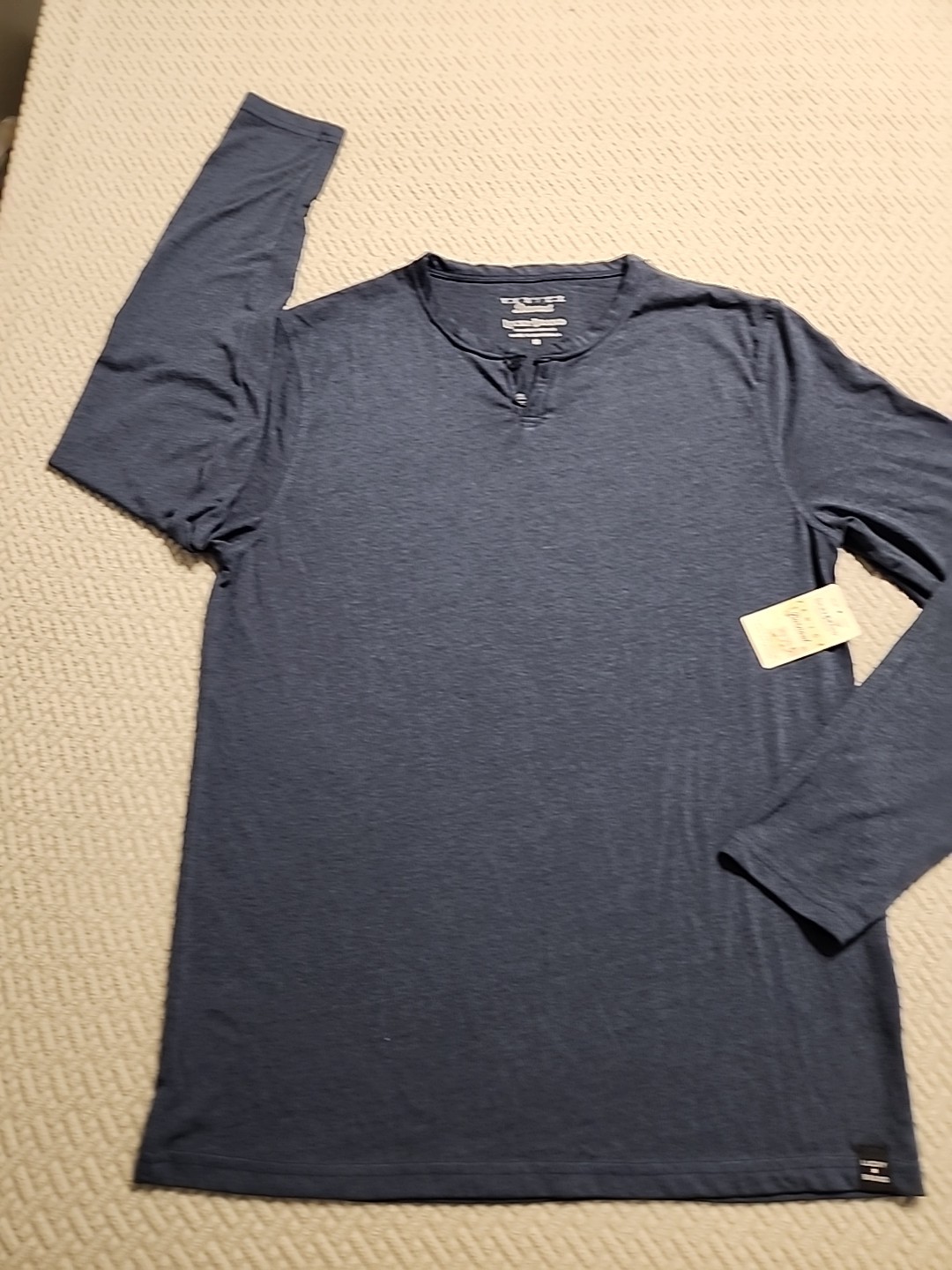 Lucky Brand Venice Burnout Mens M Long Sleeve Henley Shirt Denim Blue NWT gallery