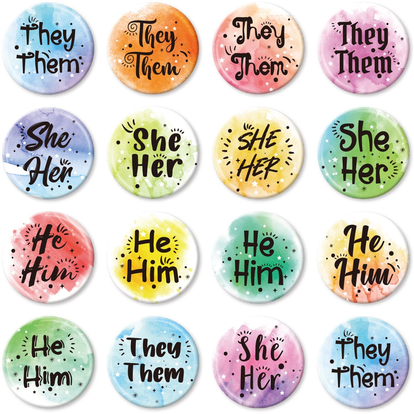 120 Pcs Pronoun Badges Pins Gender Identity Pins Round They Them Pronoun Pin ... gallery
