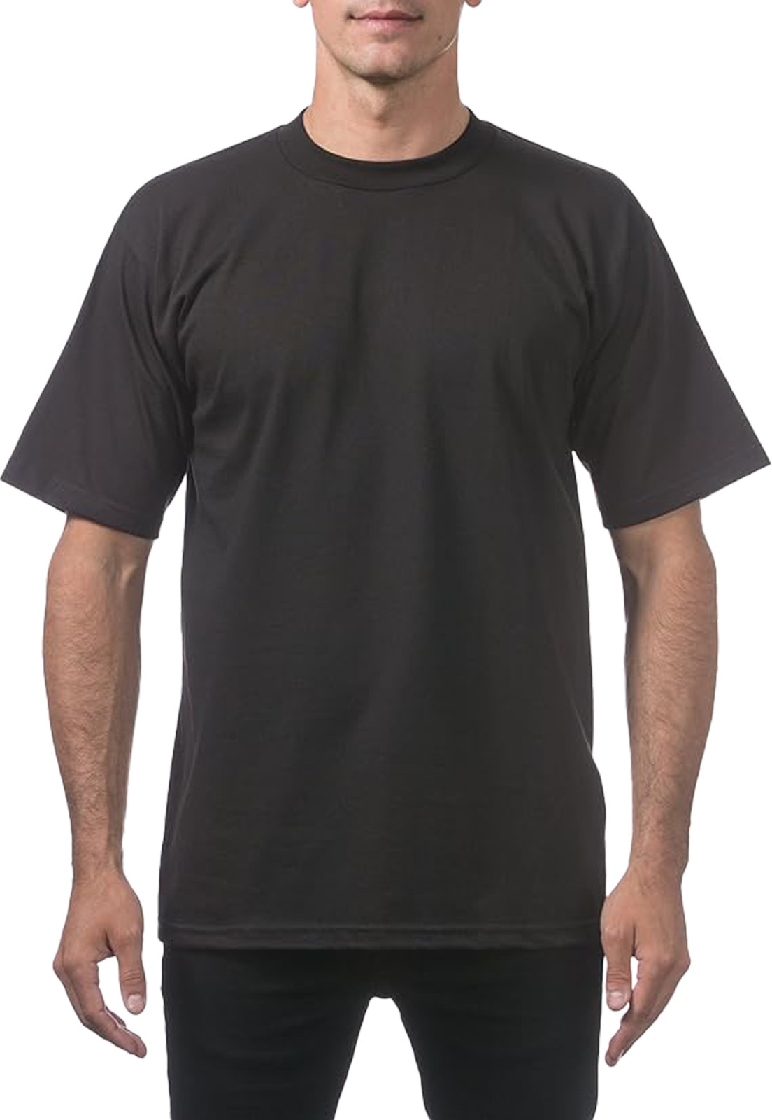 1x Pro Club Men's Heavyweight T-Shirt Crew Neck Plain Blank Short Sleeve Tee F S gallery
