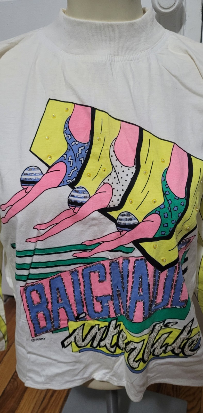 Rare Vintage Pinky Originals Cotton Graphic Tee 3/4 Sleeve Beaded Sportswear gallery