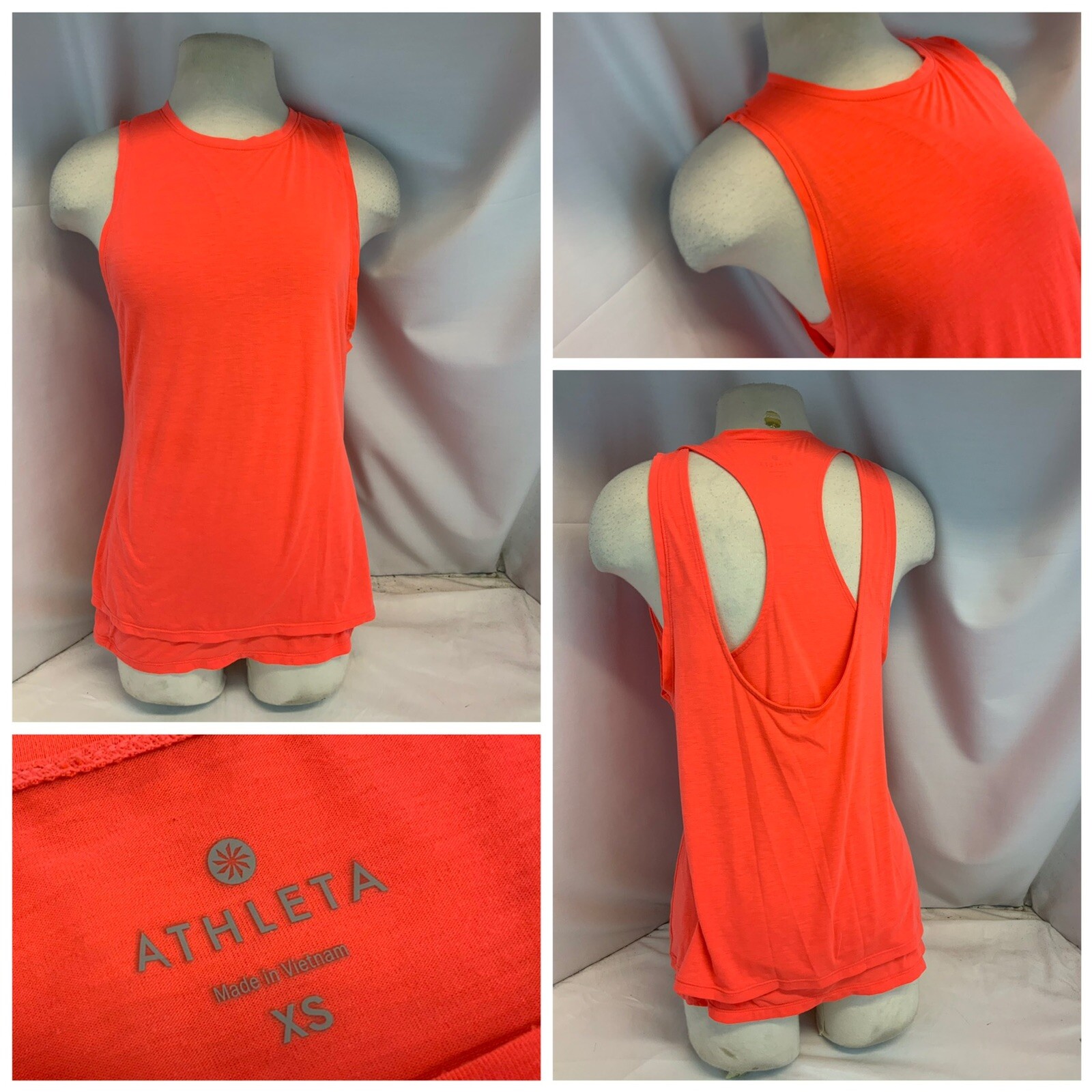 Athleta Sleeveless Yoga Shirt XS Orange Poly Tencel Inner Liner LNWOT YGI G0-592