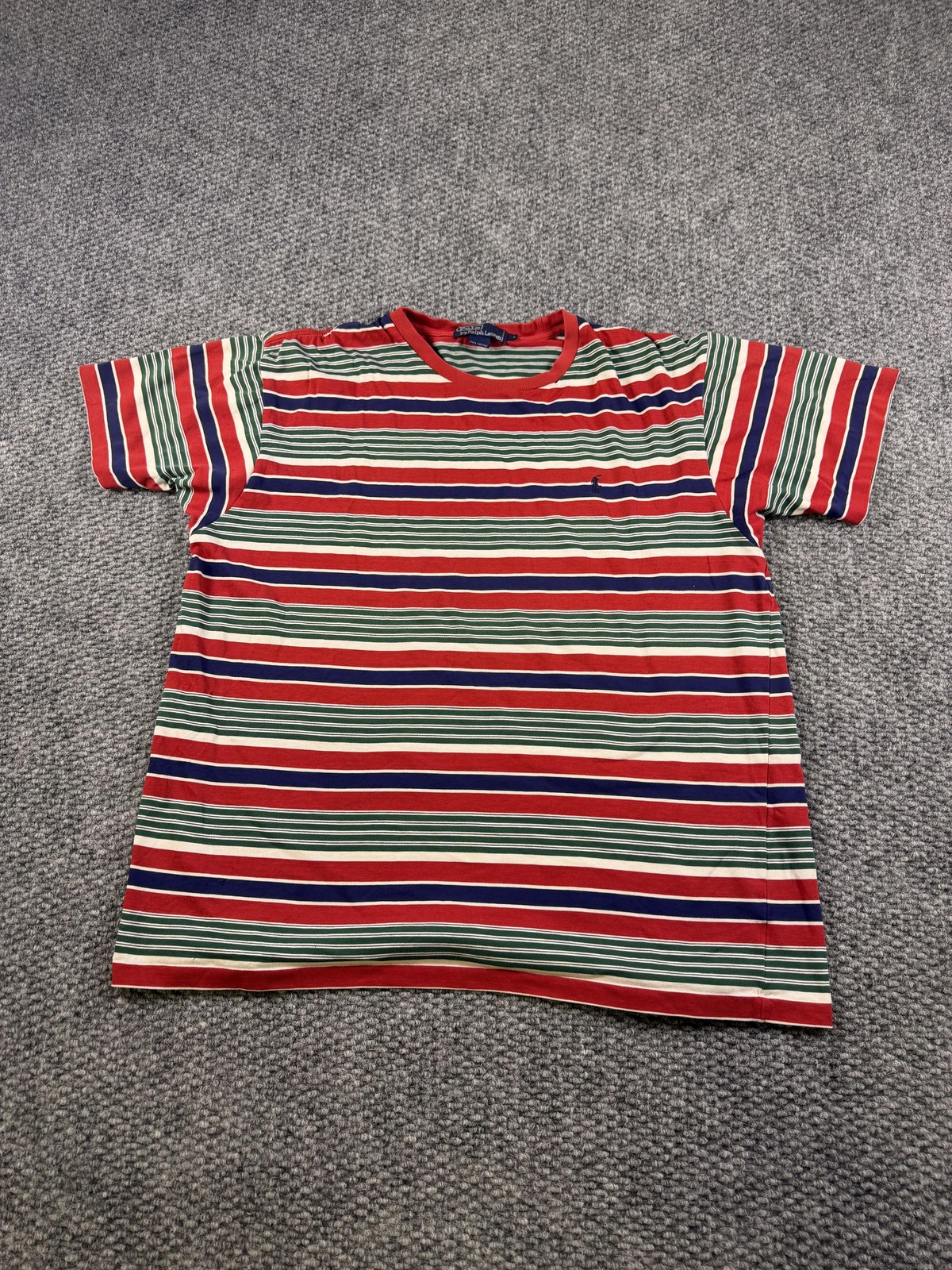 Polo Ralph Lauren Shirt Mens Large Multicolor Striped Cotton Tee Crewneck gallery