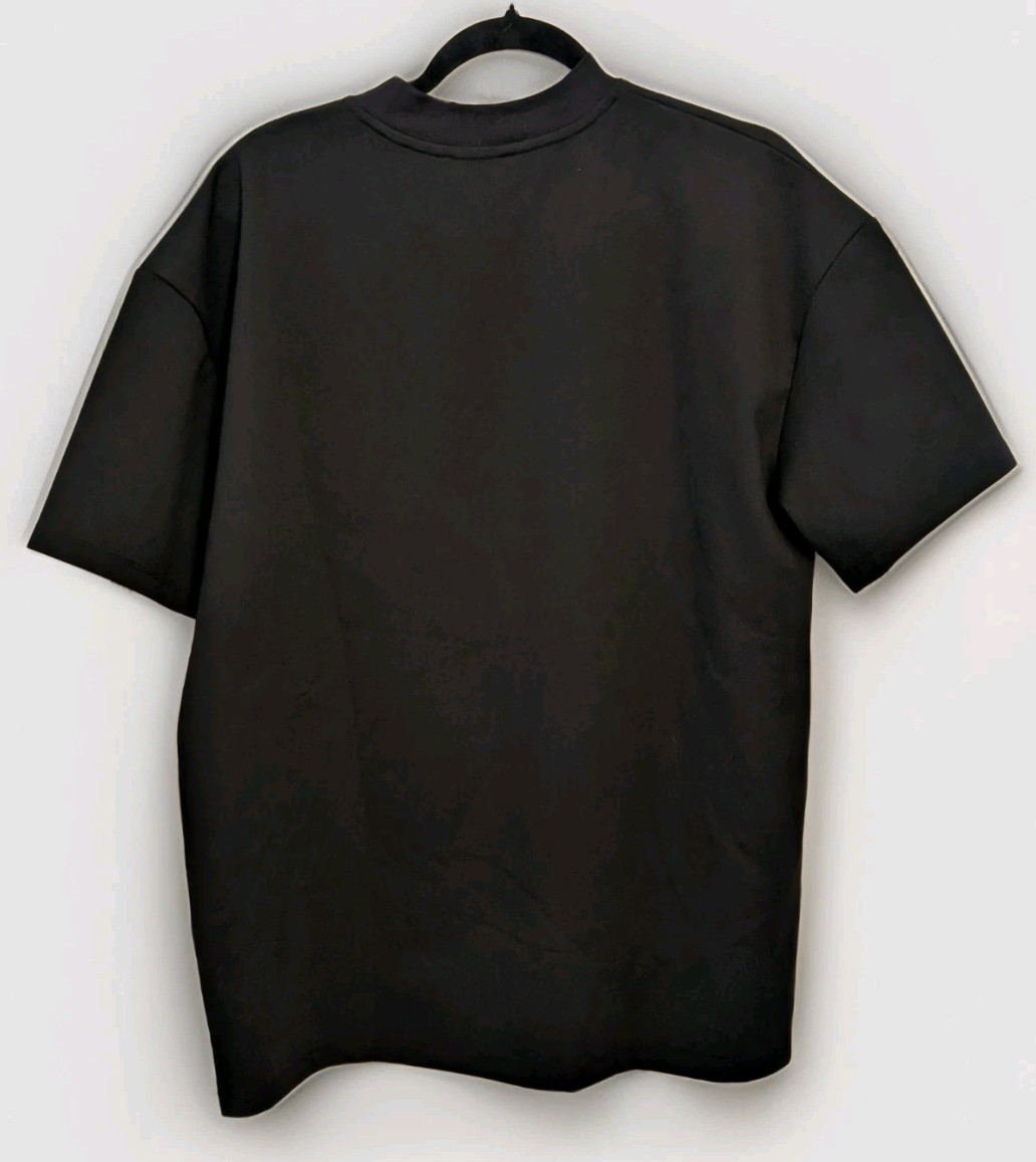 NWT BooHooMAN Black Oversized Crew Neck Short Sleeve Knit T-Shirt Logo Size M gallery