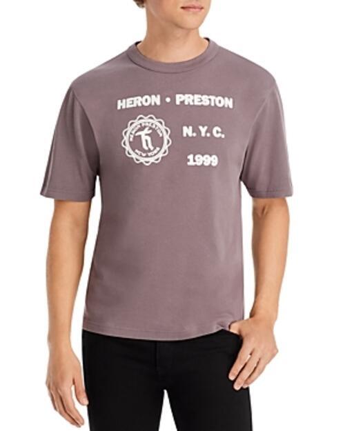 Heron Preston Medieval Heron Graphic Sleeve Tee Grey White Size M 1814