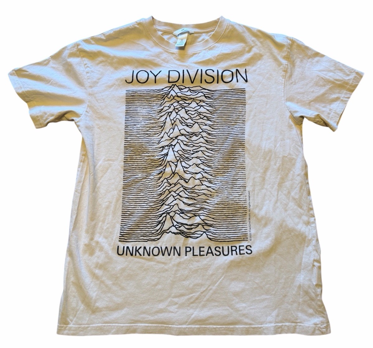 H&M Joy Division Graphic Band T-Shirt Beige Cream White Size Small